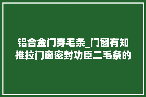 铝合金门穿毛条_门窗有知推拉门窗密封功臣二毛条的选用