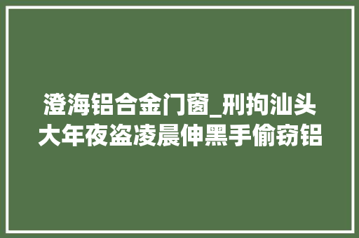 澄海铝合金门窗_刑拘汕头大年夜盗凌晨伸黑手偷窃铝合金材料