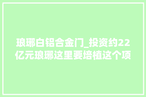 琅琊白铝合金门_投资约22亿元琅琊这里要培植这个项目