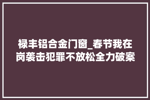 禄丰铝合金门窗_春节我在岗袭击犯罪不放松全力破案护平易近生