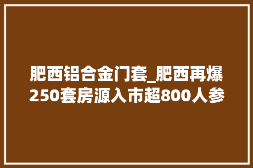 肥西铝合金门套_肥西再爆250套房源入市超800人参预府系产品出山