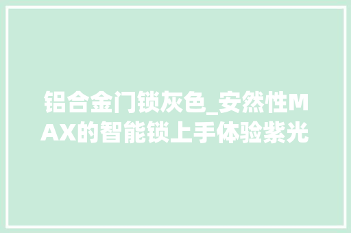 铝合金门锁灰色_安然性MAX的智能锁上手体验紫光安芯Solaa2T智能锁