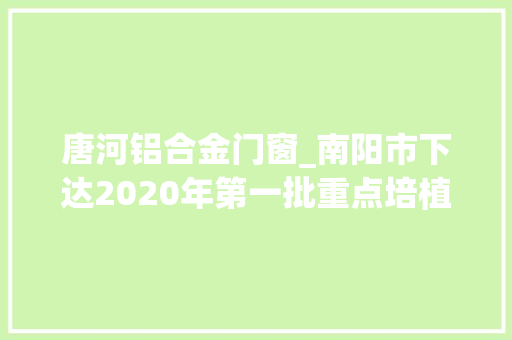 唐河铝合金门窗_南阳市下达2020年第一批重点培植项目名单