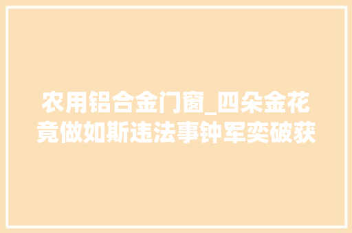 农用铝合金门窗_四朵金花竟做如斯违法事钟军奕破获偷窃铝合金门窗配件案