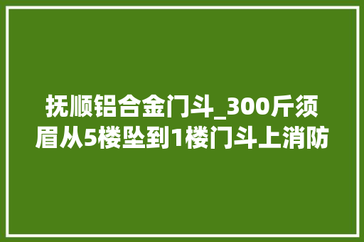 抚顺铝合金门斗_300斤须眉从5楼坠到1楼门斗上消防搭滑梯救人