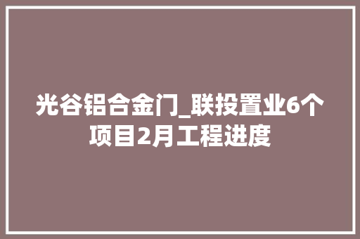 光谷铝合金门_联投置业6个项目2月工程进度
