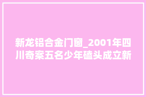 新龙铝合金门窗_2001年四川奇案五名少年磕头成立新龙会被派出所平易近警清剿