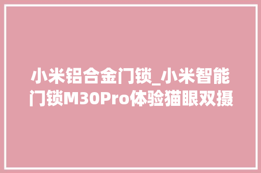 小米铝合金门锁_小米智能门锁M30Pro体验猫眼双摄屏幕你想要的他都有
