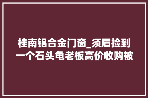 桂南铝合金门窗_须眉捡到一个石头龟老板高价收购被拒绝接下来须眉选择上交