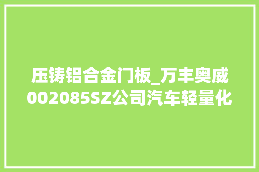 压铸铝合金门板_万丰奥威002085SZ公司汽车轻量化营业聚焦铝合金轮毂和镁合金压铸家当