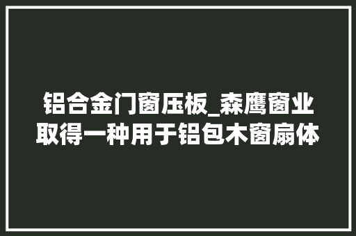 铝合金门窗压板_森鹰窗业取得一种用于铝包木窗扇体上的木铝卡接式复合结构专利解决了超高扇弯曲变形不能做也解决了扇梃纤细视野通透的需求