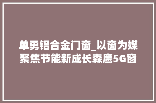 单勇铝合金门窗_以窗为媒聚焦节能新成长森鹰5G窗新品开创行业新篇章