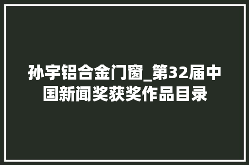 孙宇铝合金门窗_第32届中国新闻奖获奖作品目录