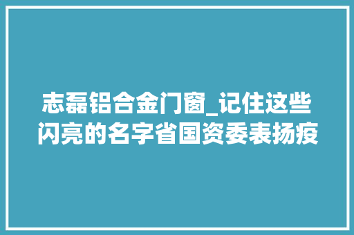 志磊铝合金门窗_记住这些闪亮的名字省国资委表扬疫情防控56个前辈集体和146名前辈小我