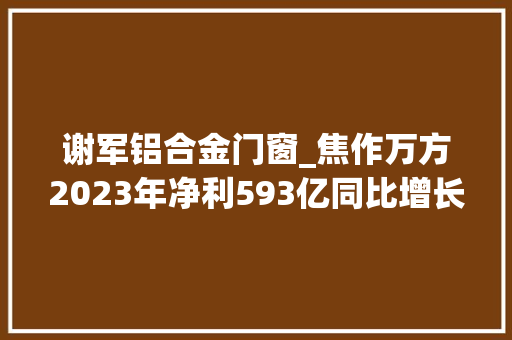 谢军铝合金门窗_焦作万方2023年净利593亿同比增长9567总经理谢军薪酬984万