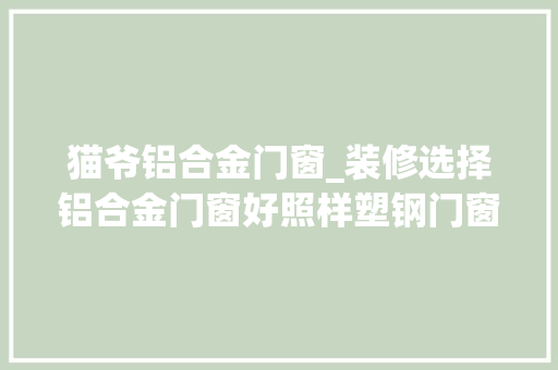 猫爷铝合金门窗_装修选择铝合金门窗好照样塑钢门窗好还好我家没选错