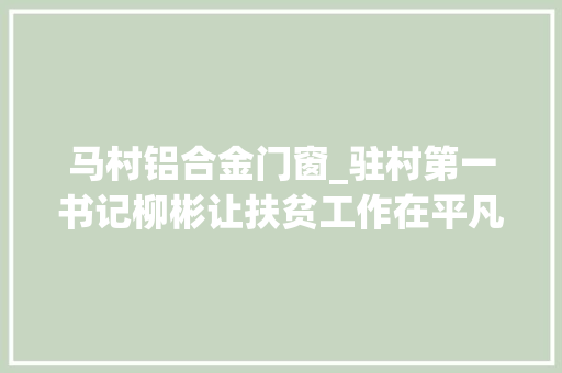 马村铝合金门窗_驻村第一书记柳彬让扶贫工作在平凡中闪耀