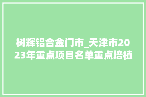 树辉铝合金门市_天津市2023年重点项目名单重点培植673个重点贮备182个