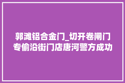 郭滩铝合金门_切开卷闸门专偷沿街门店唐河警方成功抓获狡猾窃贼带破案件26起