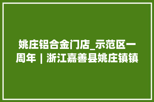 姚庄铝合金门店_示范区一周年︱浙江嘉善县姚庄镇镇长张赟谈家当链招商