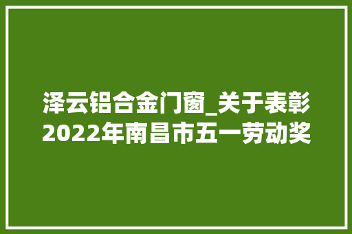 泽云铝合金门窗_关于表彰2022年南昌市五一劳动奖的决定