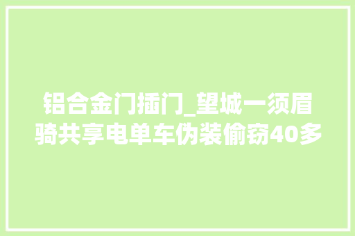 铝合金门插门_望城一须眉骑共享电单车伪装偷窃40多起被抓