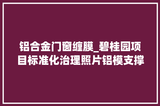 铝合金门窗缠膜_碧桂园项目标准化治理照片铝模支撑体系样板