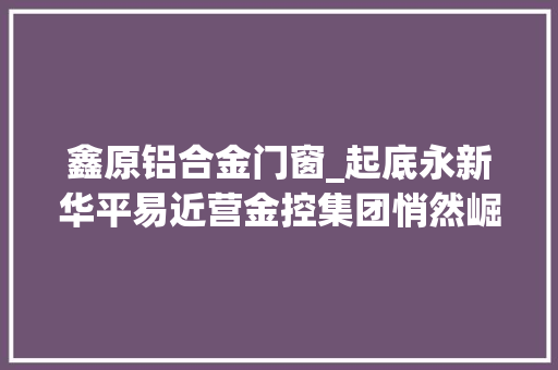 鑫原铝合金门窗_起底永新华平易近营金控集团悄然崛起旗下公司曾欠付超4切切