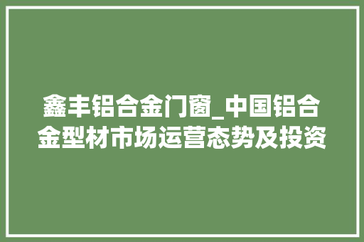 鑫丰铝合金门窗_中国铝合金型材市场运营态势及投资竞争力调研申报20232030年