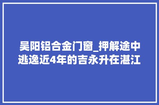 吴阳铝合金门窗_押解途中逃逸近4年的吉永升在湛江偷窃被抓被盗珠宝店他把监控拔了