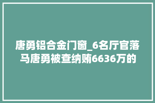 唐勇铝合金门窗_6名厅官落马唐勇被查纳贿6636万的何兴祥受审