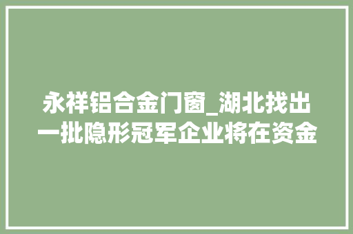 永祥铝合金门窗_湖北找出一批隐形冠军企业将在资金政策上重点支持
