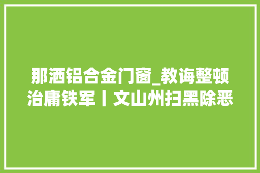 那洒铝合金门窗_教诲整顿治庸铁军丨文山州扫黑除恶造诣单出炉公布了这些大年夜案