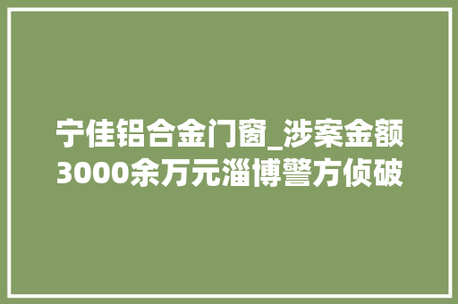 宁佳铝合金门窗_涉案金额3000余万元淄博警方侦破分娩发卖伪劣电线电缆案