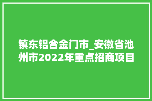 镇东铝合金门市_安徽省池州市2022年重点招商项目一览表