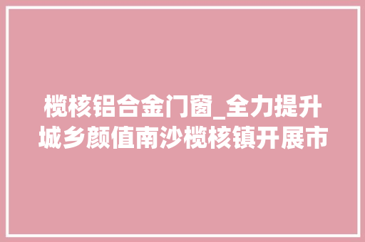 榄核铝合金门窗_全力提升城乡颜值南沙榄核镇开展市容情形卫生大年夜整治专项行动