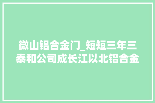 微山铝合金门_短短三年三泰和公司成长江以北铝合金船艇家当佼佼者