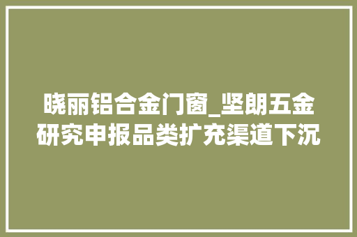 晓丽铝合金门窗_坚朗五金研究申报品类扩充渠道下沉平台赋能人效提升