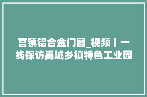 莒镇铝合金门窗_视频丨一线探访禹城乡镇特色工业园成县域经济新引擎