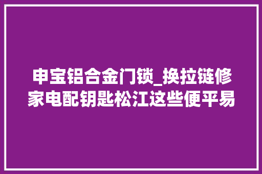 申宝铝合金门锁_换拉链修家电配钥匙松江这些便平易近的小修小补店你收藏了吗