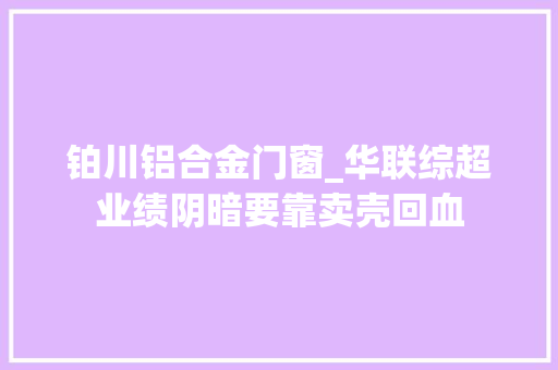 铂川铝合金门窗_华联综超业绩阴暗要靠卖壳回血