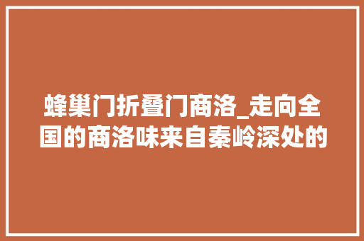 蜂巢门折叠门商洛_走向全国的商洛味来自秦岭深处的甜蜜事业商州蜂蜜