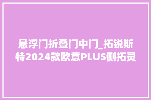 悬浮门折叠门中门_拓锐斯特2024款欧意PLUS侧拓灵动空间文雅内饰全新体验