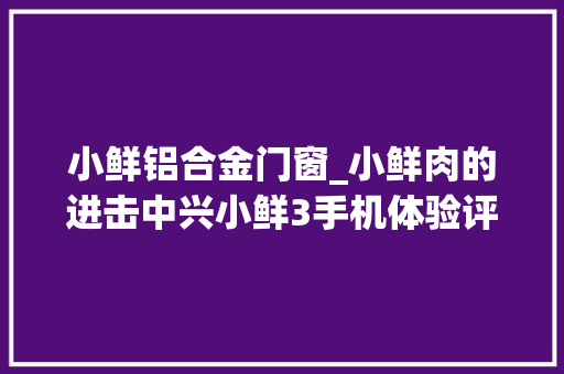 小鲜铝合金门窗_小鲜肉的进击中兴小鲜3手机体验评测