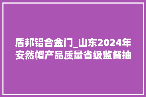 盾邦铝合金门_山东2024年安然帽产品质量省级监督抽查结果