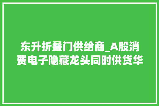 东升折叠门供给商_A股消费电子隐藏龙头同时供货华为折叠屏海思业绩大年夜增13倍