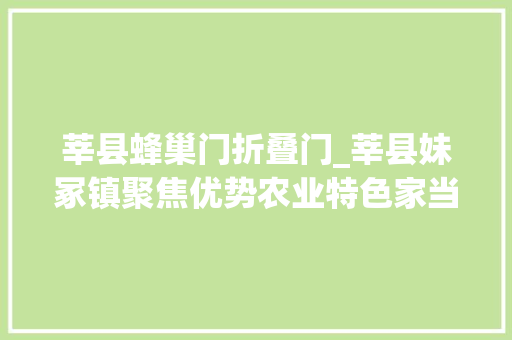 莘县蜂巢门折叠门_莘县妹冢镇聚焦优势农业特色家当激发镇域经济成长新活力
