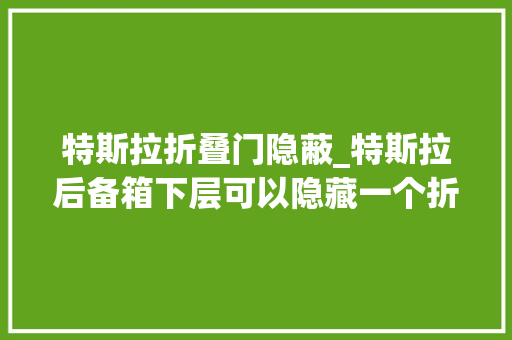 特斯拉折叠门隐蔽_特斯拉后备箱下层可以隐藏一个折叠小桌板不侵占车内空间