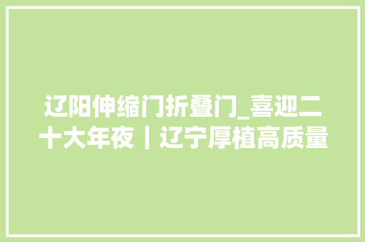 辽阳伸缩门折叠门_喜迎二十大年夜｜辽宁厚植高质量成长膏壤