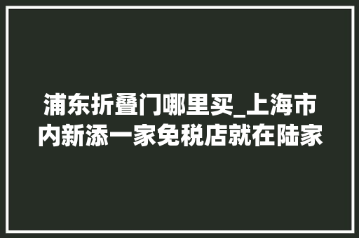 浦东折叠门哪里买_上海市内新添一家免税店就在陆家嘴